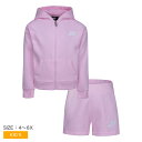 【店内全品★P5倍！】ナイキ NIKE CLUB FLEECE FZ＆SHORT SET キッズ ジュニア 子供 セットアップ ピンク 4-6X 36J319-A9Y 男の子 女の子 子ども ウエア 上下セット アウター 長袖 パーカー フード付き パンツ ズボン ハーフパンツ ブランド カジュアル シンプル