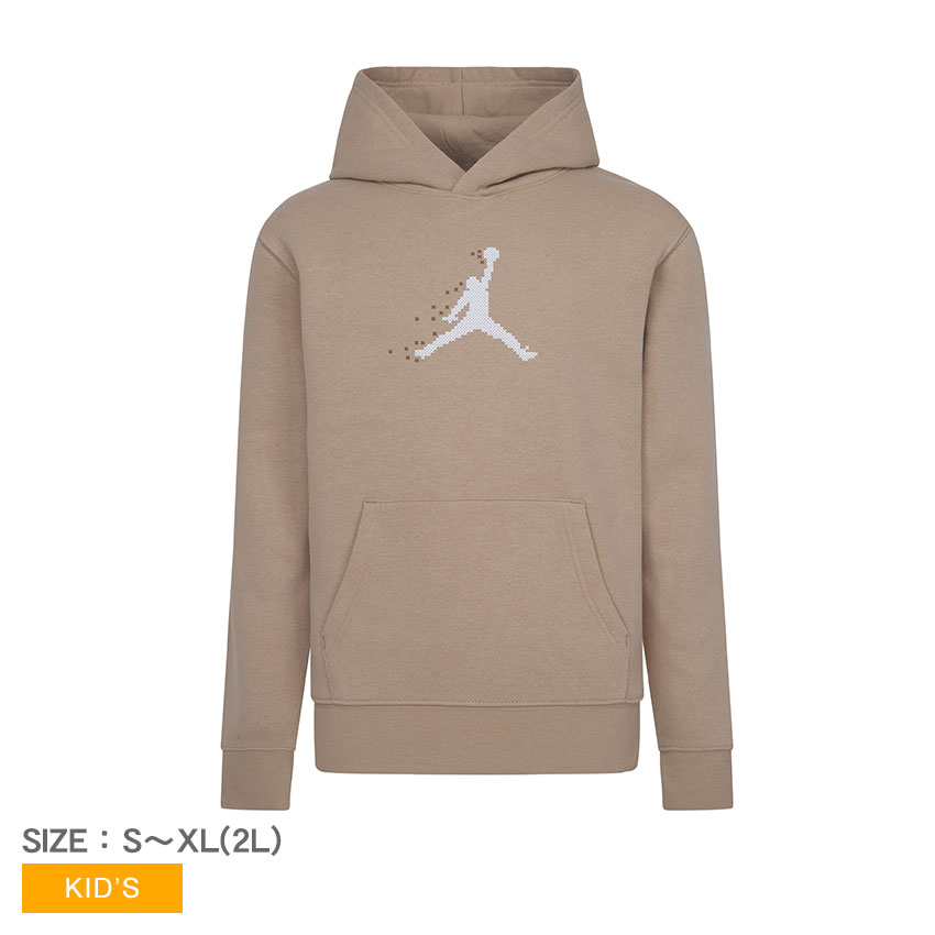 ナイキ パーカー NIKE ジョーダン MJ エッセンシャル メンバー プルオーバー キッズ ジュニア 子供 ベージュ ブラウン JORDAN MJ ESSENTIALS MEMBER PULLOVER 95C722 ジャンプマン パーカー トップス スエット プリント ストリート