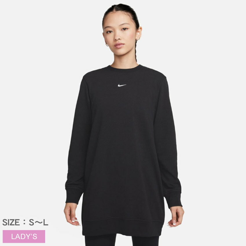 ナイキ スウェット NIKE DRI-FIT ワン クルーネック フレンチ テリー チュニック レディース ブラック 黒 FJ9568 ウエア トップス ブランド カジュアル シンプル チュニック スポーティ スポー…