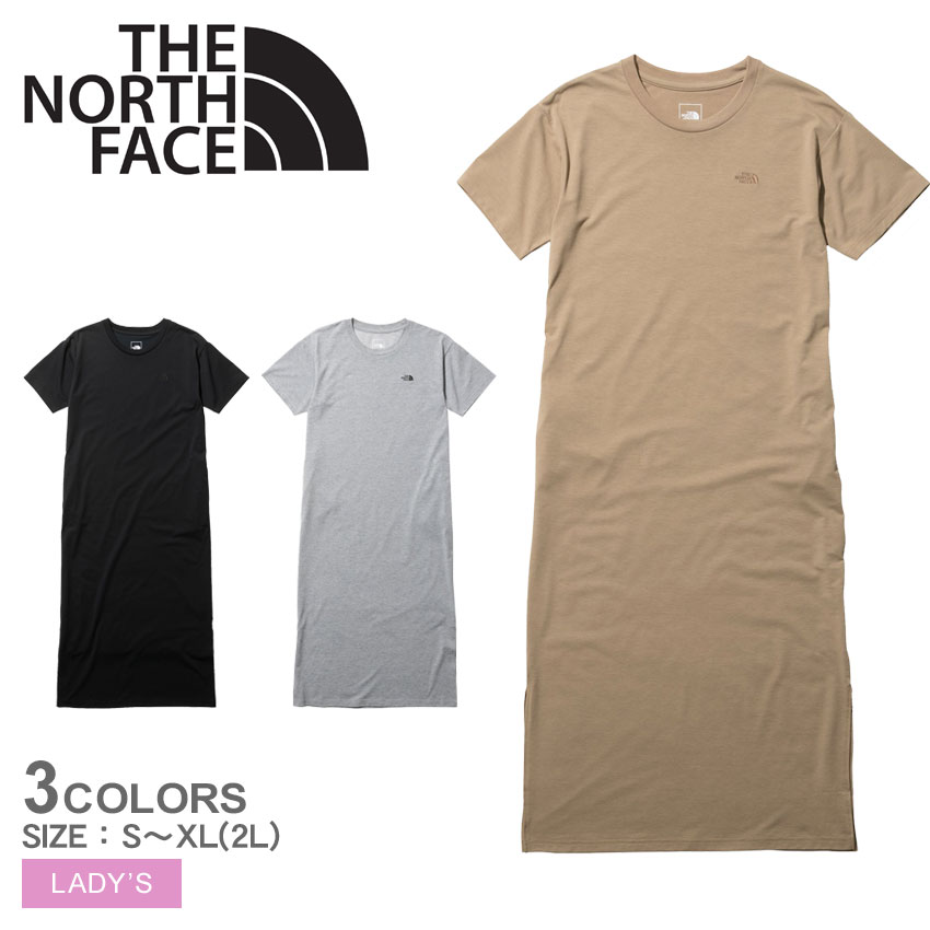 ザ ノースフェイス ワンピース THE NORTH FACE ショートスリーブワンピースクルー レディース ブラック 黒 グレー ベージュ S/S ONEPIECE CREW NTW32239 半袖 無地 吸汗 速乾 膝下丈 スリット アウトドア フェス カジュアル スポーティ 国内正規品のサムネイル