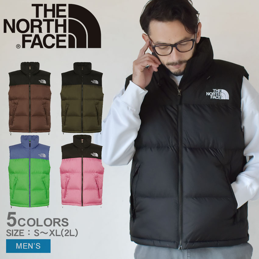 【店内全品★P5倍！】ザ ノースフェイス ダウンベスト THE NORTH FACE ヌプシベスト メンズ ブラック 黒 ピンク カーキ グリーン 緑 ブルー 青 ブラウン Nuptse Vest ND92338 ノースフェース アウター ウェア カジュアル アウトドア キャンプ レジャー