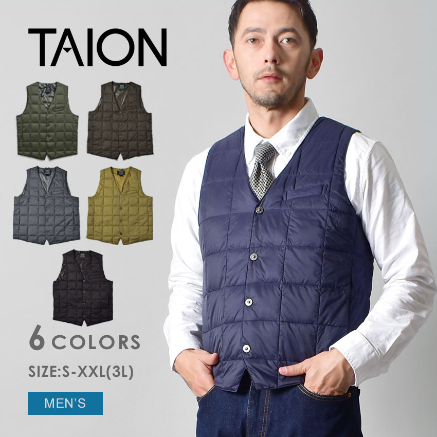 タイオン ダウンベスト TAION Vネック