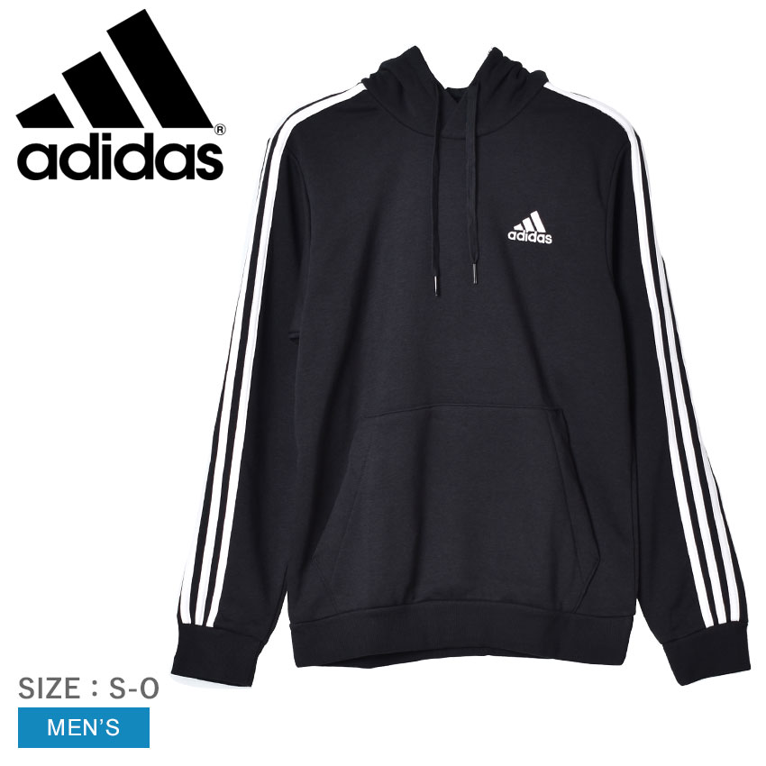 【7/10限定★最大100％ポイバック！】アディダス パーカー ADIDAS エッセンシャルズ フリース スリーストライプスパーカー メンズ ブラック 黒 GK9072 トップス スポーツ フード スウェット ラグビー 運動 コラボ シンプル スポーティー カジュアル フード ロゴ ブランドのサムネイル