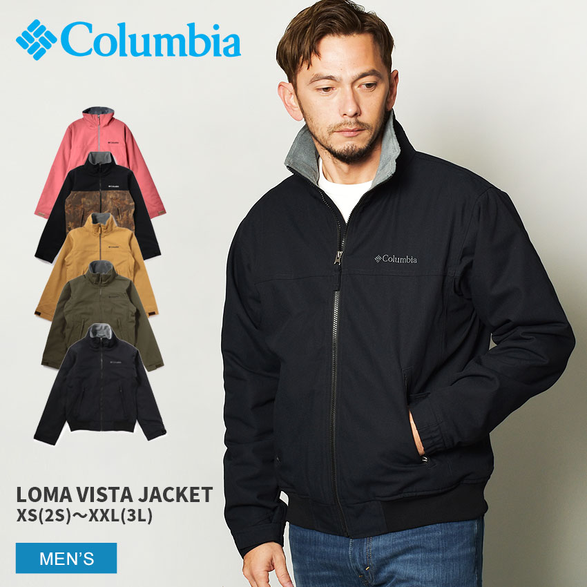 コロンビア アウター COLUMBIA ロマビスタ スタンドネック ジャケット メンズ ブラック 黒 カーキ ピンク LOMA VISTA JACKET PM3754 トップス ショート おしゃれ 防寒 上着 シンプル 裏起毛 アウトドア フリース キャンバス地 総柄