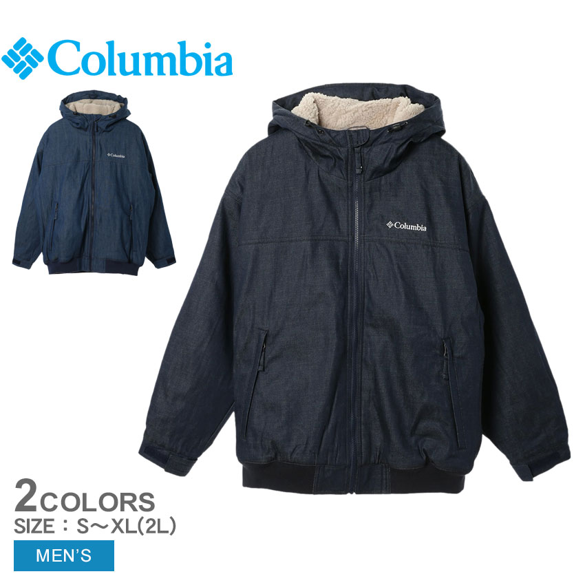 コロンビア アウター COLUMBIA ロマビスタシェルパ デニム ジャケット メンズ ネイビー 紺 PM0483 ジャケット ボア フリース 長袖 上着 羽織 防寒 フード ジップアップ ワンポイント ロゴ 刺繍 刺しゅう シンプル カジュアル アウトドア 国内正規品のサムネイル