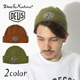 【メール便可】 DEUS EX MACHINA デウス エクス マキナ ニット帽 シールドビーニー タン他全2色DEUS EX MACHINA SHIELD BEANIE DMW47269ロゴ 帽子 メンズ(男性用)兼レディース