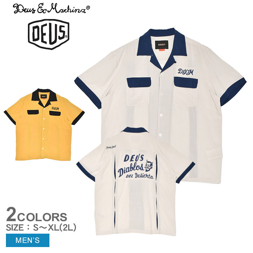デウス エクス マキナ 半袖シャツ DEUS EX MACHINA DIABLO BOWLING SHIRT メンズ イエロー 黄 ホワイト 白 DMP255117 ウェア トップス 半袖 シャツ ボーリングシャツ おしゃれ ロゴ シンプル カジュアル ストリート カジュアル 刺繍のサムネイル