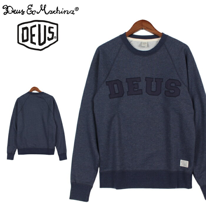 送料無料 デウス エクス マキナ DEUS EX MACHINA 長袖トレーナー WALTER APPLIQUE CREW ネイビー(DEUS EX MACHINA DMP68892 NAVY WALTER APPLIQUE CREW)メンズ