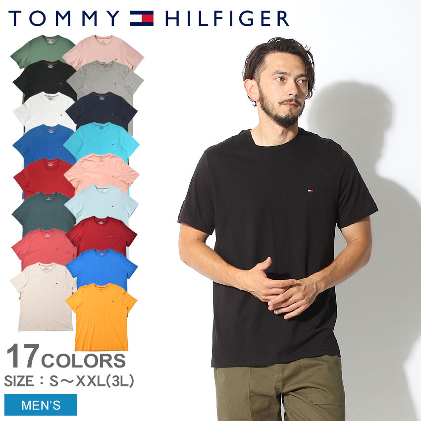 【店内全品★P5倍！】トミーヒルフィガー 半袖Tシャツ TOMMY HILFIGER ベーシック コットン コア フラッグ クルーネック S/S TEE メンズ ブラック 黒 ホワイト 白 グレー ネイビー 09T3139 【ゆうパケット配送】トップス カットソー シンプル ブランド 無地