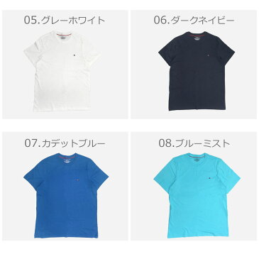 【メール便可】 TOMMY HILFIGER トミーヒルフィガー 半袖Tシャツ ベーシック コットン コア フラッグ クルーネック S/S TEE 09T3139 メンズ 無地 コットン コア フラッグ クルーネック ブランド ウェア カットソー 黒 白 青 赤 青|tsh-fku sale|