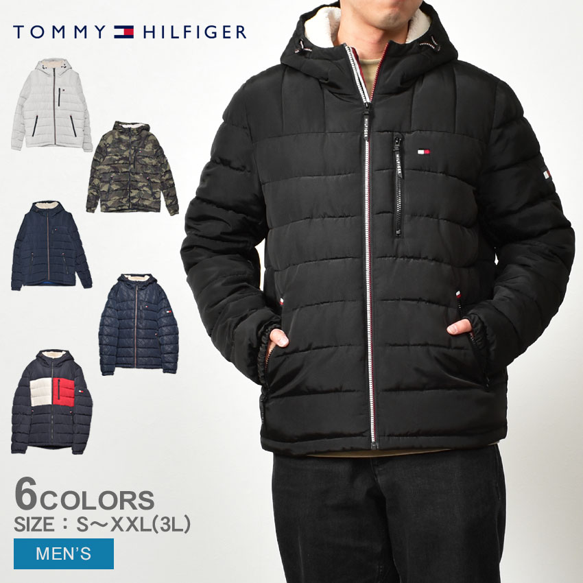 【店内全品★P5倍！】トミーヒルフィガー アウター TOMMY HILFIGER QUILTED POLYTWILL PUFFER JACKET WITH SHERPALINED HOODY メンズ ブラック 黒 オフホワイト 白 カーキ ネイビー 紺 151AP213 ウエア ジャケット 中綿アウター ブランド ロゴ シンプル