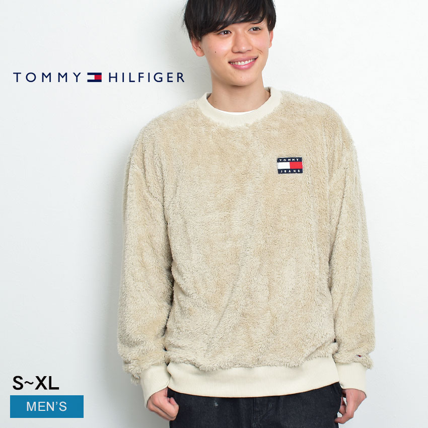 トミージーンズ ボア プルオーバー メンズ TOMMY JEANS SHERPA FLEECE BADGE L/S 78J3463 TOMMY HILFIGER トミーヒルフィガー 長袖 トップス ブランド カジュアル クルーネック スウェット もこもこ フリース シンプル 冬 秋 オーバーサイズ