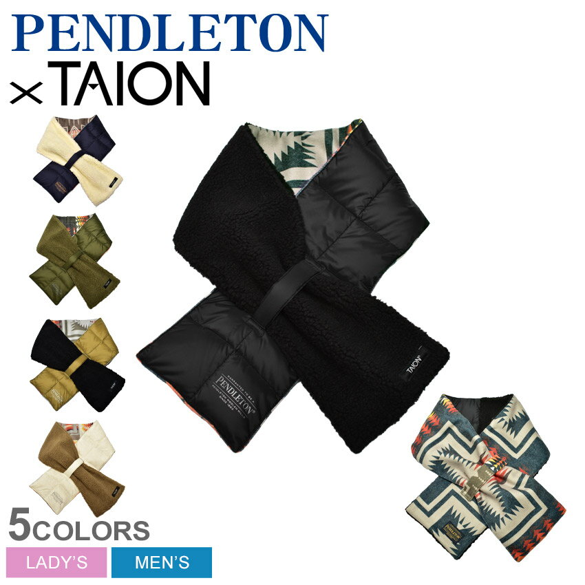ペンドルトン マフラー PENDLETON リバーシブルダウンマフラー メンズ レディース ブラック 黒 ホワイト 白 ベージュ ×TAION REV DOWN MUFF PDT-TON-223007 マフラー 防寒 カジュアル アウトドア ブランドのサムネイル