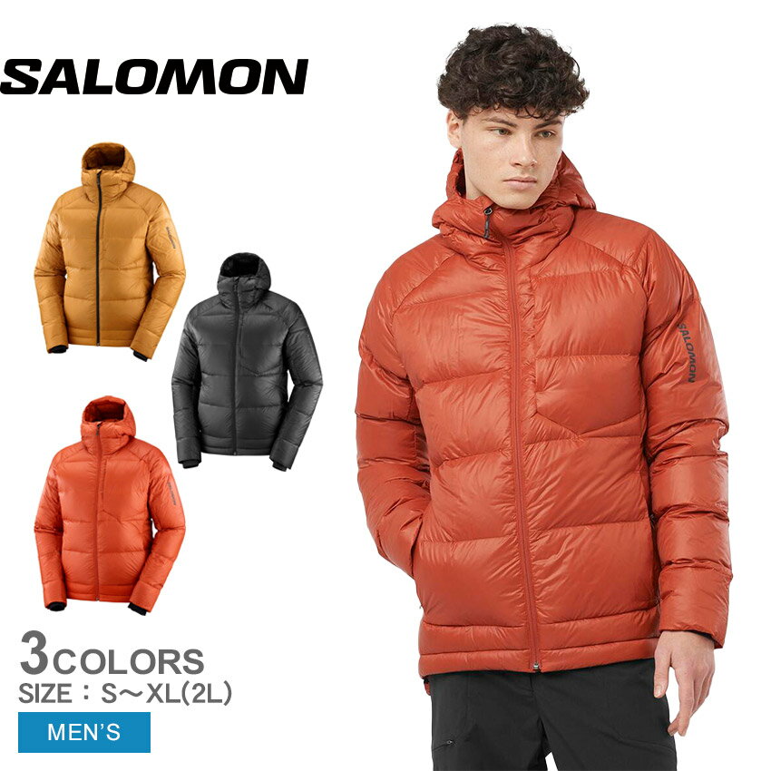 サロモン ダウンジャケット SALOMON アウトライン ダウン メンズ オレンジ ブラック 黒 OUTLINE DOWN LC2122000 LC2103900 LC2104000 アウター ジャケット グースフェザー 上着 長袖 シンプル フード ジップアップ ロゴ ワンポイント