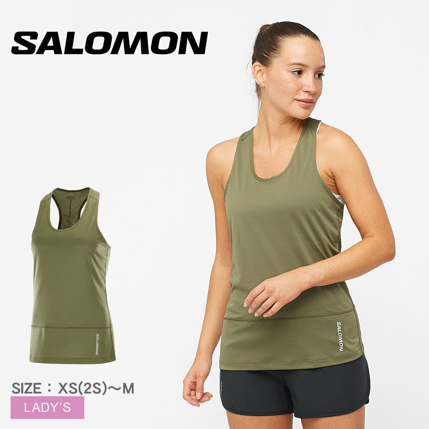  サロモン タンクトップ SALOMON クロスラン タンク レディース カーキ グリーン CROSS RUN TANK LC2047000 トップス クルーネック ノースリーブ スポーティ 軽量 スポーツ 運動 ランニング トレイル トレーニング ジム シンプル ロゴ