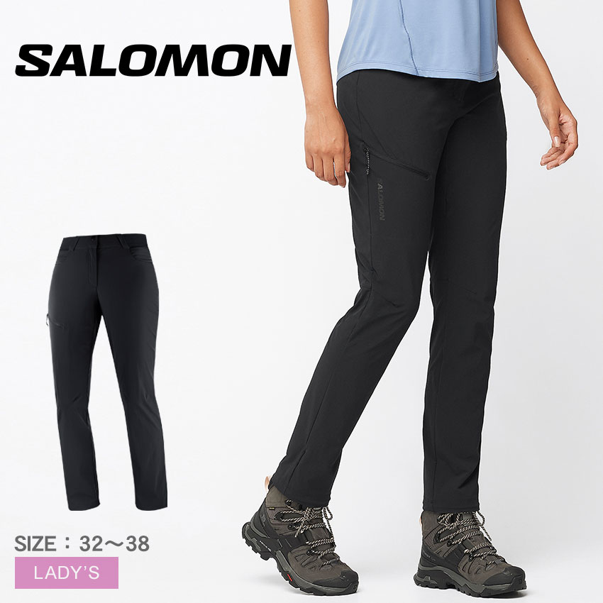 サロモン ジャージ SALOMON WAYFARER PANTS レディース ブラック 黒 LC1861200 ボトムス パンツ 長ズボン ロング丈 スポーティ 軽量 スポーツ 運動 トレーニング ジム トレイル 登山 ハイキング アウトドア シンプル ロゴ ワンポイント