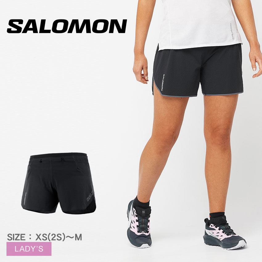 【店内全品★P2倍！】サロモン パンツ SALOMON SENSE AERO 5 SHORT レディース ブラック 黒 LC1891500 ボトムス ショート丈 ハーフパンツ スポーティ 軽量 スポーツ 運動 トレーニング ジム ランニング シンプル ロゴ ワンポイント