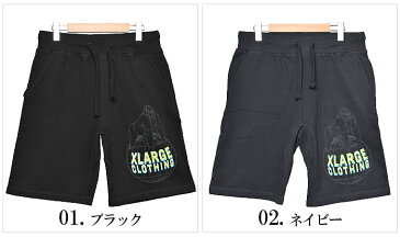 【特別奉仕品】 返品不可 XLARGE X-LARGE エクストララージ パンツ プラネタリー フリース ショーツ 全2色PLANETARY FLEECE SHORT M17B4103メンズ ボトム ショートパンツ プリント ロゴ ストリート スウェット 黒 紺 青