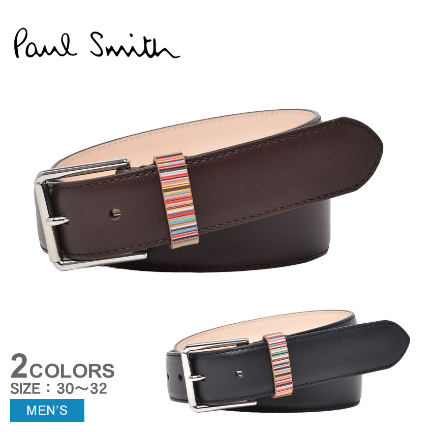 ポールスミス ベルト（レディース） 【店内全品★P2倍！】ポール スミス ベルト PAUL SMITH TRUE BELT STRP KEEPER メンズ ブラック 黒 ブラウン M1A-4950-BMULKE 本革 レザー ブランド おしゃれ シンプル 贈り物 プレゼント クリスマス ギフト ビジネス 通勤 ストライプ