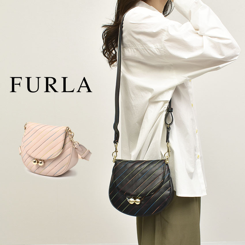 【店内全品★P2倍！】フルラ ショルダーバッグ FURLA ポルタジョイア ミニ クロス レディース ブラック 黒 ピンク PORTAGIOIA MINI CROSS WB00331 BX0618 かわいい きれいめ キレカジ 普段使い シンプル ブランド ギフト プレゼント 本革 鞄