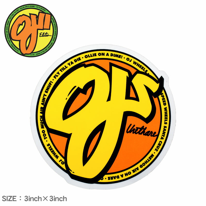 【処分★クーポンで半額】【ネコポス配送】オージェー ステッカー OJ YELLOW CLEAR MYLAR STICKER 3IN×3..