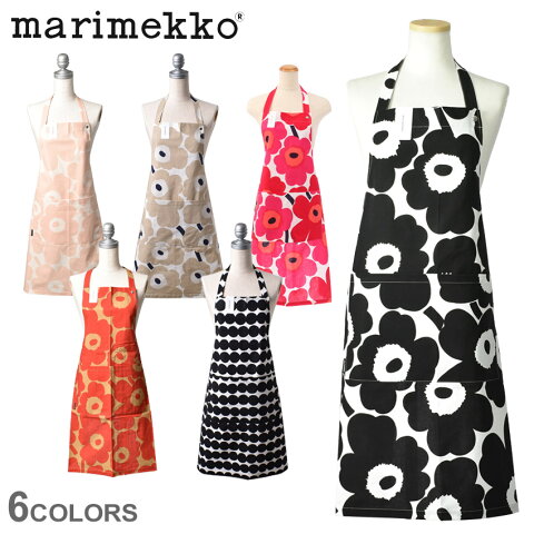 【全品対象★50円引きCP】【メール便 送料無料】マリメッコ エプロン MARIMEKKO エプロン ブラック 黒 レッド 赤 APRON ウニッコ キッチン 料理 花柄 北欧 柄 おしゃれ かわいい ポケット 雑貨 花柄 テキスタイル プレゼント 母の日 ギフト