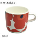 【店内全品★P2倍！】マリメッコ カップ MARIMEKKO マグカップ 200ml レッド 赤 ホワイト 白 MUG CUP 2DL 63429 マグ コップ コーヒーカップ インテリア ウニッコ 花柄 総柄 幾何学 おしゃれ 定番 北欧 雑貨 フィンランド プレゼント ギフト 【ラッピング対象外】