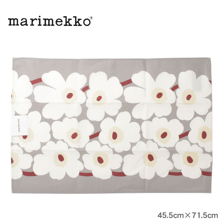 【店内全品★P5倍！】【ゆうパケット配送】 マリメッコ キッチン用品 MARIMEKKO キッチンタオル グレー ホワイト 白 73030 タオル キッチン雑貨 雑貨 ウニッコ 花柄 総柄 ふきん 布巾 食卓 台拭き 台所 ナチュラル ブランド ギフト プレゼント 北欧 ギフト プレゼント