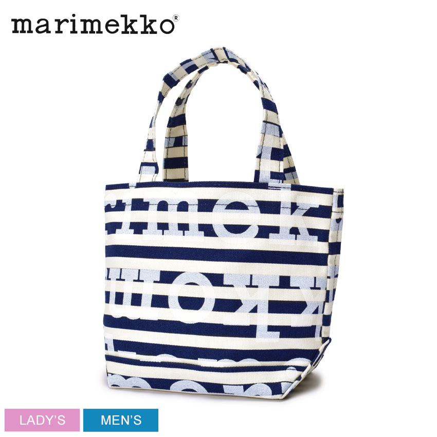 マリメッコ トートバッグ MARIMEKKO PIENI AHKERA TASA LOGO トートバッグ メンズ レディース ホワイト 白 ブルー 青 91398 カバン かばん 鞄 トート 北欧 kioski タサライタ柄 横縞 縞模様 ボーダー お出かけ 大容量 ブランド ロゴ 母の日 ギフト