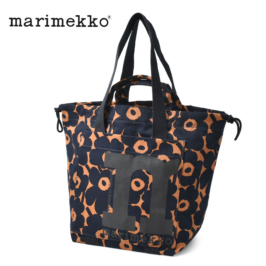 マリメッコ トートバッグ MARIMEKKO MONO CITY TOTE MINI UNIKKO トートバッグ ネイビー 紺 ブラウン 茶 92442 カバン 鞄 お出かけ おしゃれ かわいい ロゴ 北欧 定番 人気 通勤 通学 肩掛け 花柄 総柄 ウニッコ カジュアル ナチュラル