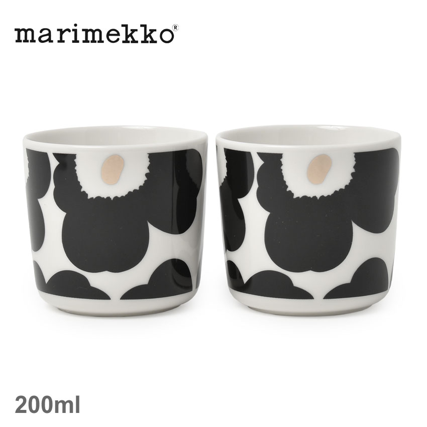 マリメッコ 食器 MARIMEKKO Unikko コーヒーカップセット 200ml ブラック 黒 ホワイト 白 72780 雑貨 キッチン ブランド 北欧 おしゃれ 人気 定番 花柄 総柄 ウニッコ プレゼント ギフト 贈り物 引出物 ペアカップ 2個セット 2セット 【ラッピング対象外】