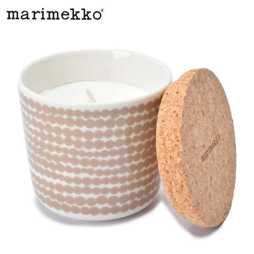 マリメッコ キャンドル MARIMEKKO シイルトラプータルハ センテッド キャンドル ベージュ ホワイト 白 SIIRTOLAPUUTARHA SCENTED CANDLE 72043 水玉 ドット コルク フレグランスキャンドル 総柄 北欧 雑貨 陶器 フィンランド おしゃれ 【ラッピング対象外】