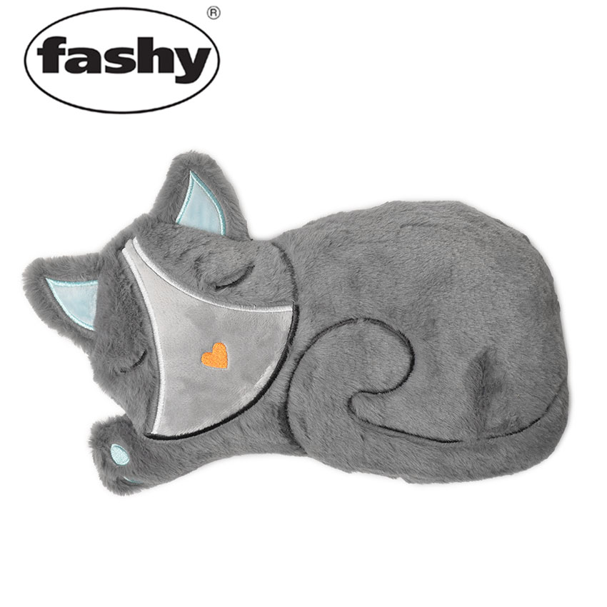 【店内全品★P5倍！】ファシー 湯たんぽ FASHY ぬいぐるみ湯たんぽ グレー 65259 0.8L ねこ 猫 ネコ ドイツ プレゼント ギフト あったかグッズ 温めグッズ 冷え性 冬 防寒 暖かい 暖房 水枕 氷枕 防災 リラックス 雑貨 かわいい