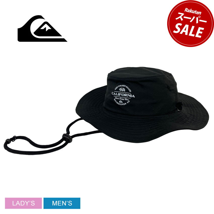 【スーパーSALE開催中★】クイックシルバー ハット QUIKSILVER SURFTRIP BUSHMASTER HAT メンズ レディース ブラック 黒 QSA242704 バケットハット 帽子 あご紐 UPF50+ UVカット 紫外線防止 日焼け対策 撥水 はっ水 軽量 ブランド カジュアル シンプル アウトドア