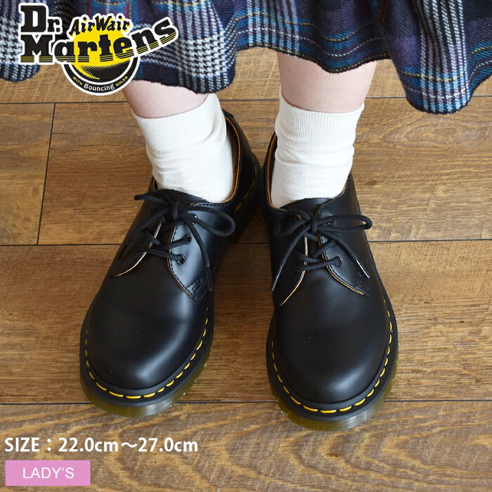 【限定クーポン発行中】ドクターマーチン 1461W 3ホール ギブソン ブラック Dr.Martens 1461W 3EYE GIBSON BLACK 黒 スムース レザー ワーク シューズ 靴 レディース 女性 誕生日プレゼント 結婚祝い ギフト おしゃれ