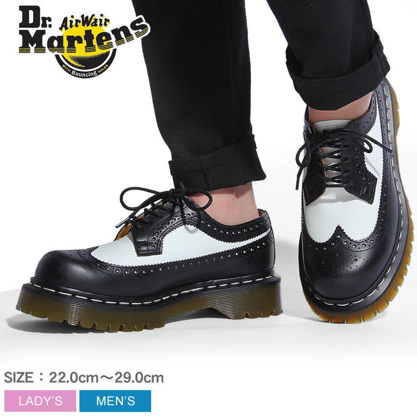 【今だけクーポン配布中】ドクターマーチン 3989 5ホール ブローグ シューズ ベックスソール ブラック×ホワイト Dr.Martens 3989 5EYE BROGUE SHOE BEX SOLE ウィングチップ 5アイ プラットフォーム 厚底 ワーク ウエスタン 靴 メンズ 男性 レディース 女性 誕生日