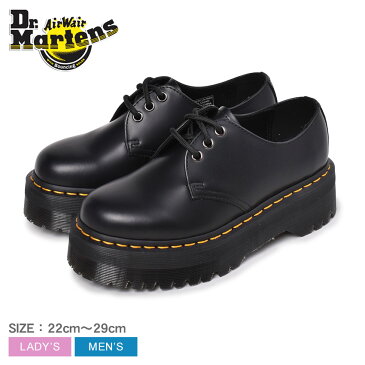 【限定クーポン発行中】ドクターマーチン 3ホール メンズ レディース レースアップシューズ 1461 クアッド DR．MARTENS 1461 QUAD 25567001 ブラック 黒 靴 シューズ ブーツ カジュアル ローカット 人気 定番 おしゃれ レースアップ 厚底 誕生日 プレゼント ギフト