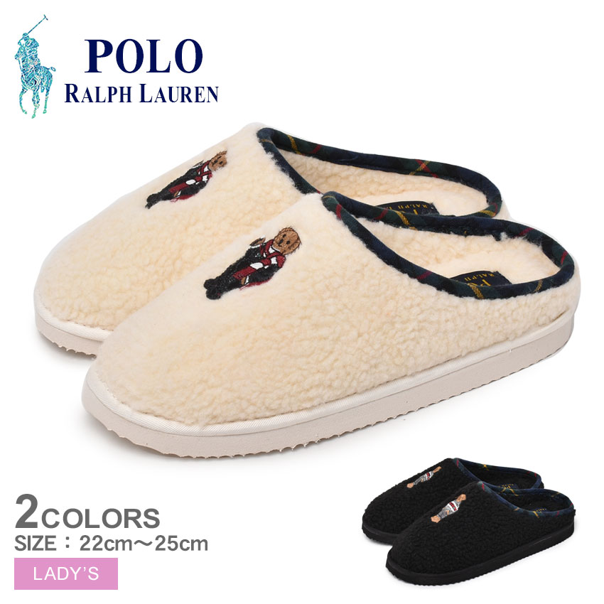 【今だけクーポン配布中】ポロ ラルフローレン シャーロットスカッフベアー スリッパ POLO RALPH LAUREN CHARLOTTE SCUFF BEAR レディース RLRF103285 RLRF103286 ブラック 黒 ポロベア ベアー シューズ スリップオン 防寒 あったか 保温 履きやすい 歩きやすいのサムネイル