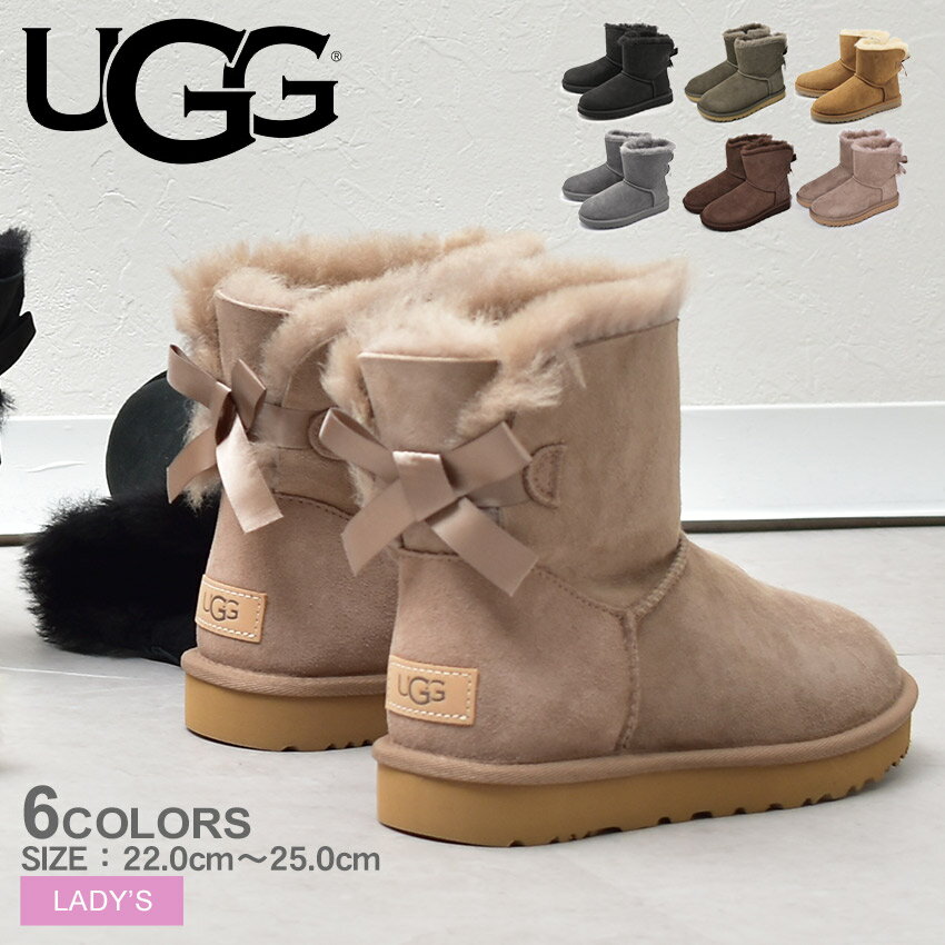 楽天Z-MALL【今だけクーポン配布中】アグ ムートンブーツ レディース ミニ ベイリーボウ II UGG MINI BAILEY BOWII 1016501 あったか 保温 防寒 撥水 防汚 シープスキン ボア もこもこ かわいい クリスマス プレゼント 売れ筋 ブランド ベージュ ブラウン 茶 グレージュ