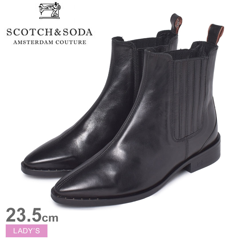 《今だけ！店内全品ポイントアップ》スコッチ＆ソーダ トロナ ブーツ SCOTCH＆SODA TRONA レディース 21751134 ブラック 黒 靴 シューズ レザー ブーティ アンクルブーツ ショートブーツ ミドルブーツ ミッドカット ミドルカット ヒール レトロ クラシック ドレスカジュアル