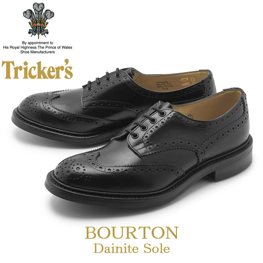 楽天Z-MALL《今だけ！店内全品ポイントアップ》TRICKER’S トリッカーズ カジュアルシューズ ブラック バートン BOURTN 5633／10 黒 ビジネス パーティー ウィングチップ おしゃれ 短靴 革靴 本革 メンズ 男性用