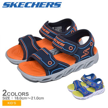 スケッチャーズ S ライト ヒプノ スプラッシュ サンダル SKECHERS S LIGHTS HYPNO-SPLASH キッズ ジュニア 子供 90522L ブルー 青 ネイビー おしゃれ オレンジ ユニセックス 男の子 女の子 光る ライト 誕生日 プレゼント ギフト スーパーセール