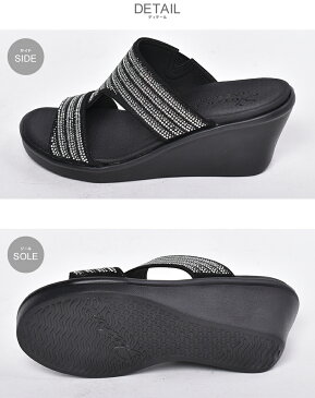 【限定クーポン配布】スケッチャーズ ランブル オン ブリング ギャル サンダル SKECHERS RUMBLE ON BLING GAL レディース 119001 ブラック 黒 シューズ スポーティ カジュアル ブランド ヒール 社内履き 室内履き 伸縮性 クッション 誕生日 プレゼント ギフト