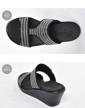 【限定クーポン配布】スケッチャーズ ランブル オン ブリング ギャル サンダル SKECHERS RUMBLE ON BLING GAL レディース 119001 ブラック 黒 シューズ スポーティ カジュアル ブランド ヒール 社内履き 室内履き 伸縮性 クッション 誕生日 プレゼント ギフト