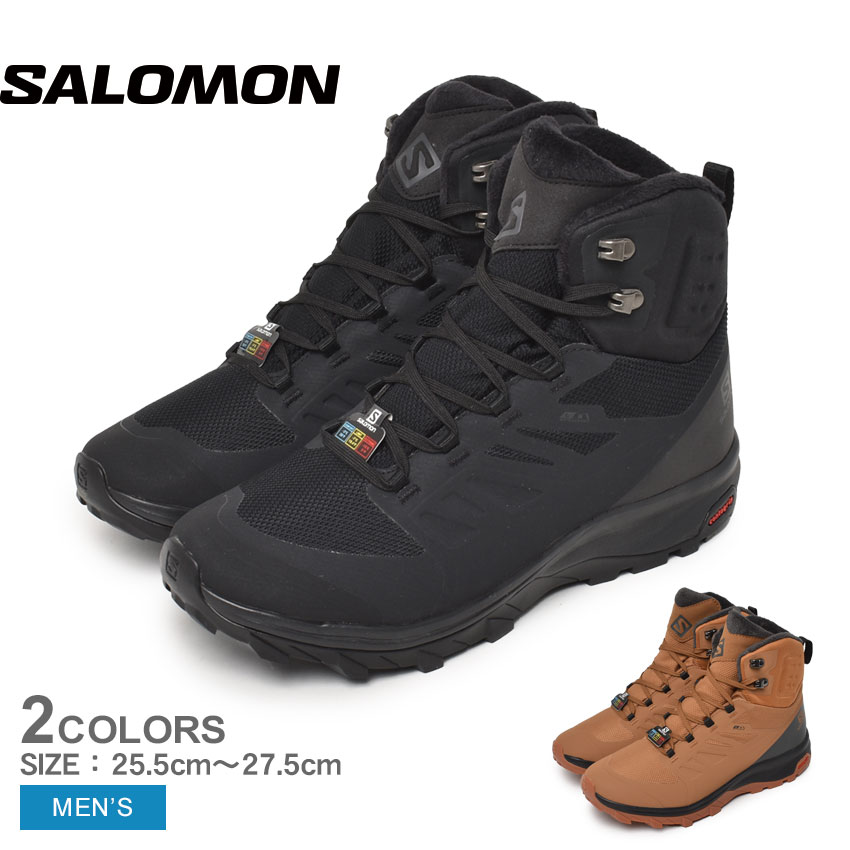 《今だけ！店内全品ポイントアップ》サロモン ウィンターブーツ メンズ OUTBLAST TS CSWP SALOMON L40922300 L47382500 靴 シューズ アウトドア ウィンターシューズ フェス レジャー キャンプ ミドルカット 防水 タウン 保温 おしゃれ 雪道 モダン ブラック 黒 オレンジ