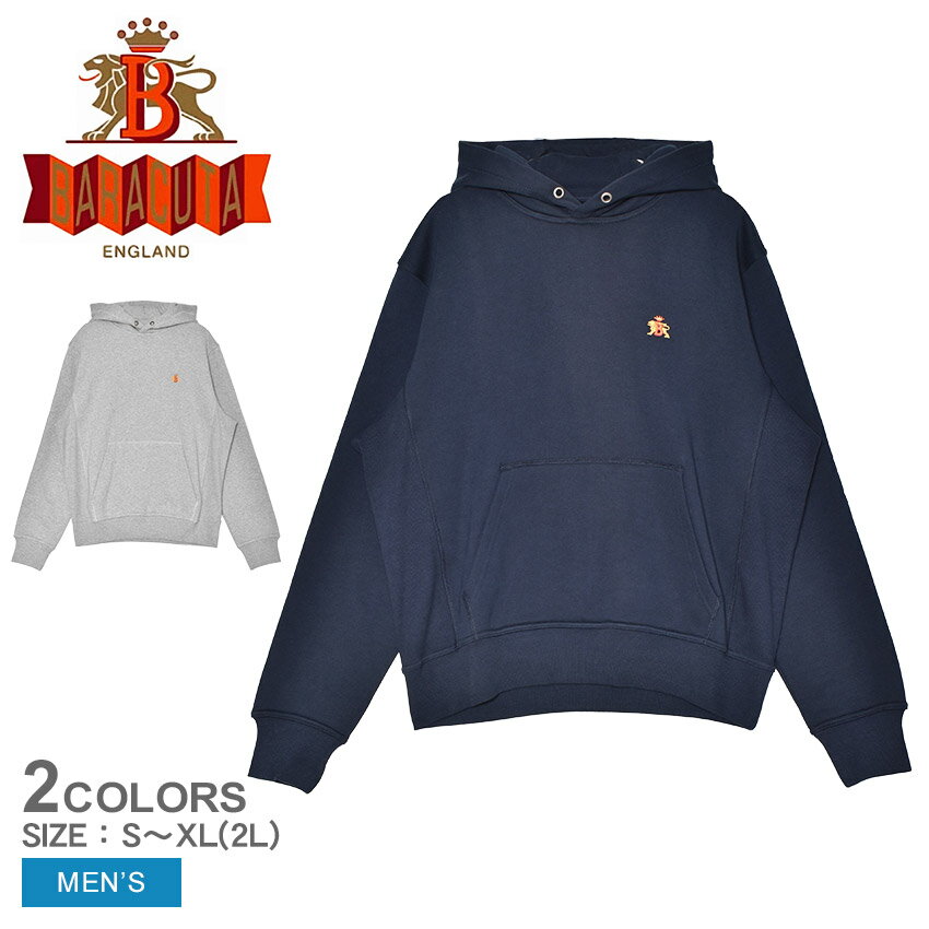 バラクータ パーカー メンズ LOGO HOODIE FLEECE BARACUTA BRFEL0046 ウェア トップス プルオーバーパーカー スウェット フーディー フーディ 長袖 ロングスリーブ フード カンガルーポケット カジュアル スポーティ ブランド ロゴ グレー|slz|