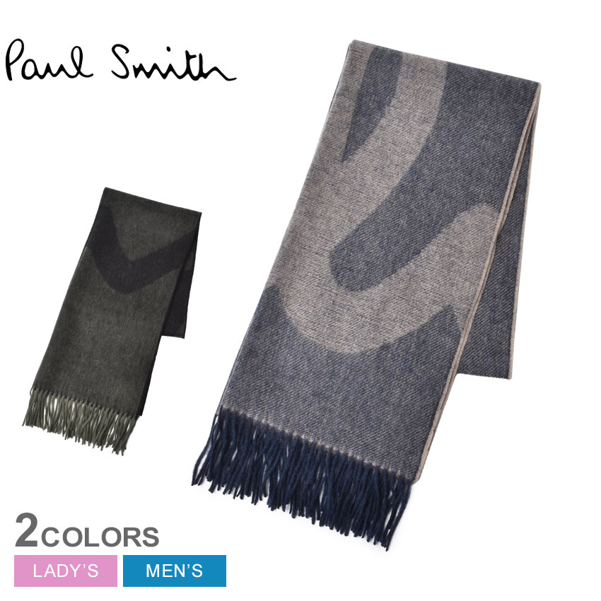 《今だけ！店内全品ポイントアップ》ポール スミス スカーフ ポールズ ロゴ マフラー PAUL SMITH SCARF PAULS LOGO メンズ レディース M1A-513F-AS25 ブラック 黒 グレー ウエア リバーシブル アクセサリー ブランド カジュアル シンプル ベーシック ひざ掛け ブランケット