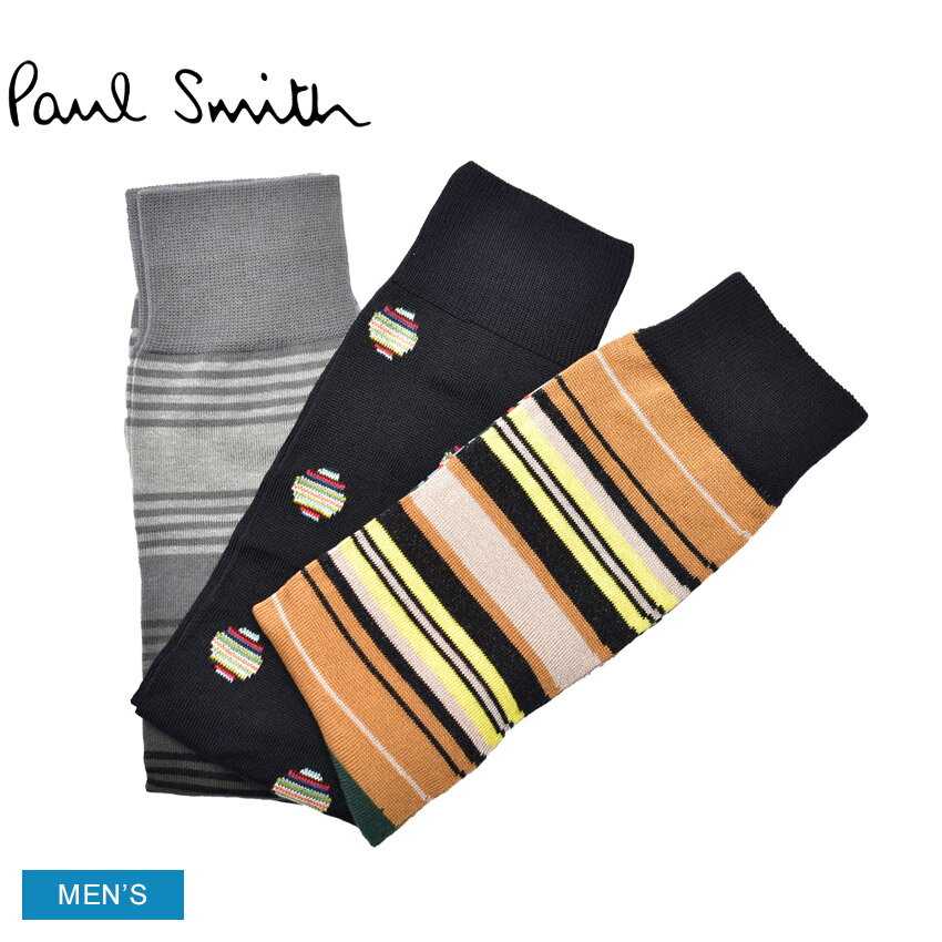 ポール・スミス 靴下 メンズ 【今だけクーポン配布中】ポール スミス 靴下 メンズ SOCK PACK 3 PAUL SMITH M1A-SOCK-K3BLKS ウエア ソックス ブランド カジュアル ロゴ 3足セット セットボーダー ドット 水玉 紳士 シンプル プレゼント ギフト 贈り物 おしゃれ 人気 オレンジ マルチカラー