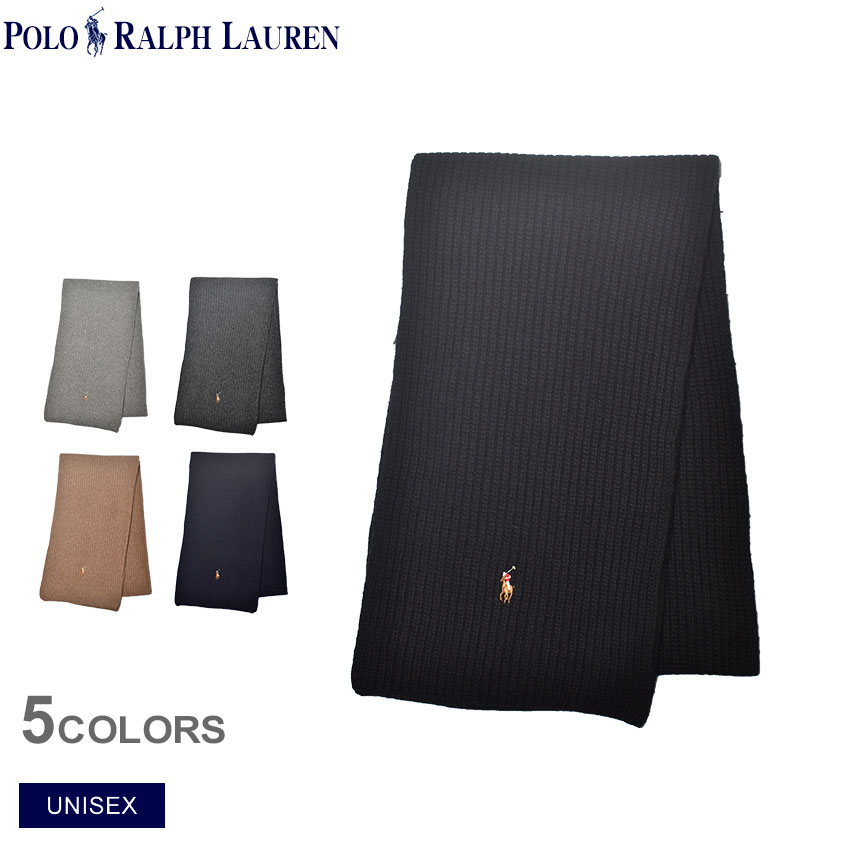 ラルフローレン マフラー（レディース） 【ゆうパケット配送】ポロ ラルフローレン マフラー メンズ レディース SIGNATURE KNIT SCARF POLO RALPH LAUREN PC0972 ギフト 贈り物 プレゼント 小物 通勤 通学 シンプル カジュアル ブラック 黒 ネイビー 紺 グレー ブラウン