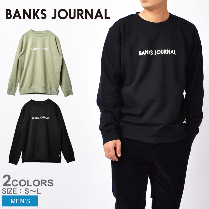 楽天Z-MALLバンクス ジャーナル LABEL CREW スウェットトレーナー スウェット BANKS JOURNAL メンズ WFL0314 ブラック 黒 ベージュ スエット トップス サーフ 長袖 刺繍 オーガニック スポーツ おしゃれ ブランド ウェア プレゼント